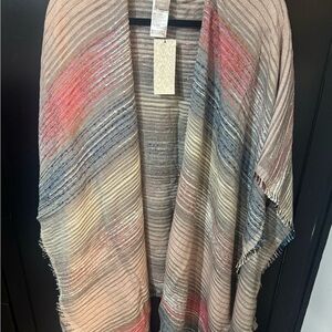 Chico's Textured Stripe Wrap in Pink, Blue, and Cream